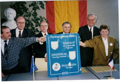 1991: Partnerschaftsfeier mit dem Kanton Marcillat und mit Faulungen (weitere Fotos siehe Jubiläen > Rückblick)